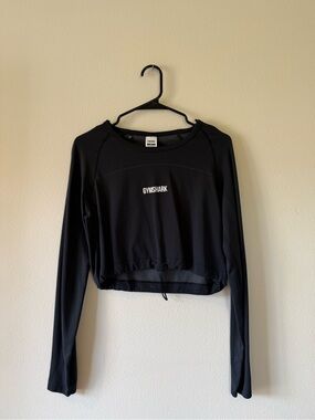 Gymshark Black Cropped Long-Sleeve Training Top